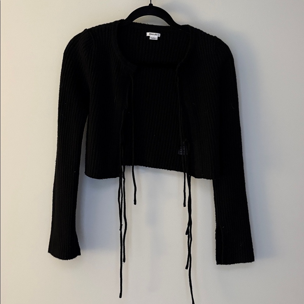 Kimchi Blue Jane Bow Tie-Front Cardigan, Black, Women’s Small